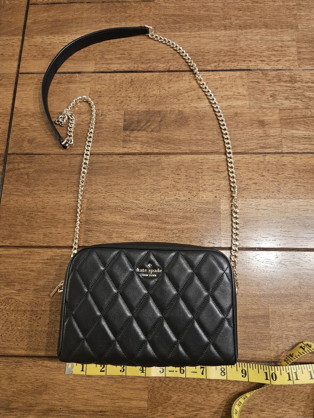 kate spade Black Quilted Crossbody with Gold Chain Strap